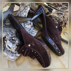 Stuart Weitzman Brown Suede Mules